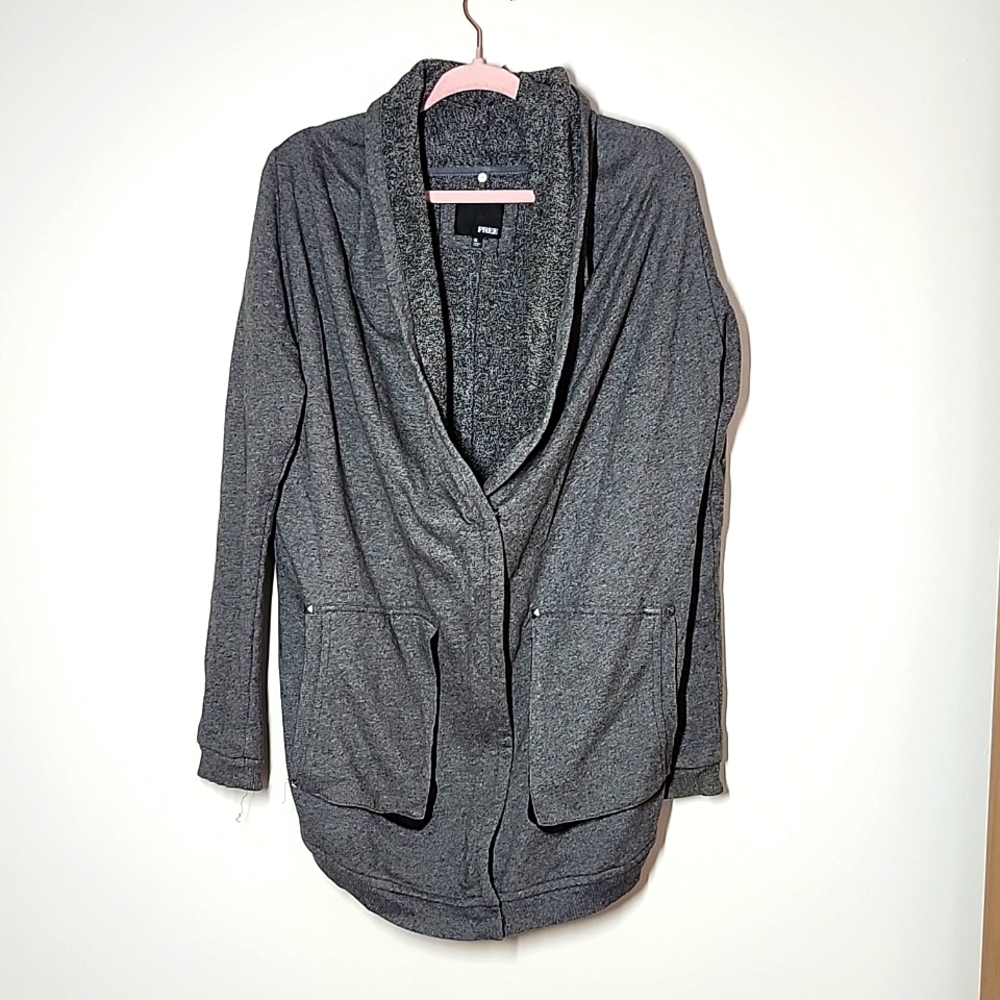 Aritzia Wilfred Free Rousseau Cocoon Cardigan Sweater Dark Gray Heathered Medium